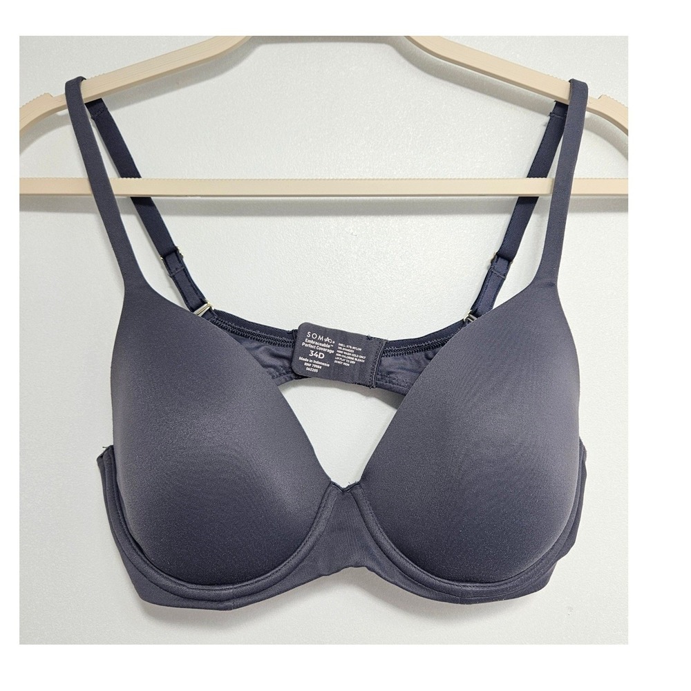 Soma Embraceable Perfect Coverage Bra Underwire T-Shirt Comfort Bra Purple 34D